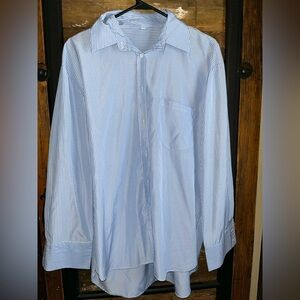 Blue Striped Women’s Oversized Button Down Shirt